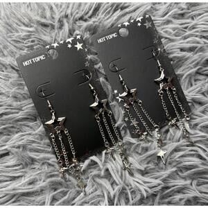 hot topic star cluster chain drop earrings x2